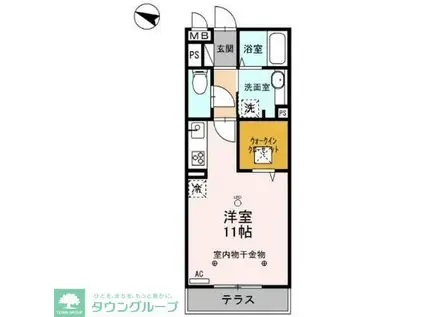 ロイジェントパークスレイクタウンD(ワンルーム/1階)の間取り写真