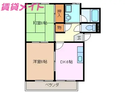 シティハイツアリエス(2DK/2階)の間取り写真