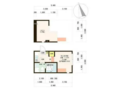 スカイパークテラス(1K/1階)の間取り写真