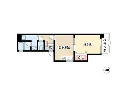 金龍コーポ苗代(1DK/1階)の間取り写真