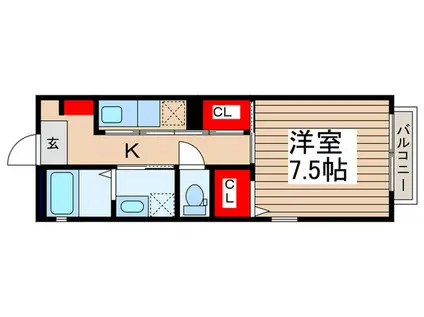 ノースポール B棟(1K/1階)の間取り写真