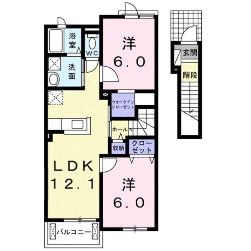ディオーネ・ジ・エータ甲南(2LDK/2階)の間取り写真