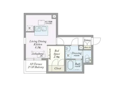 MY STYLE VINTAGE 永福町(1DK/3階)の間取り写真