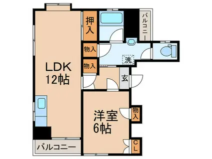 メゾンホウコ(1LDK/4階)の間取り写真