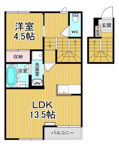 ラヴィーヌ芝ノ内A(1LDK/2階)の間取り写真