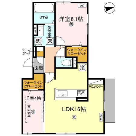 D-RESIDENCE上甲子園(2LDK/1階)の間取り写真