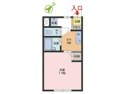 コロナハイツ2(1DK/1階)の間取り写真