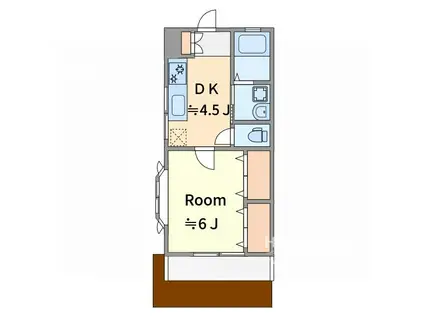 スカイコーポ(1DK/1階)の間取り写真