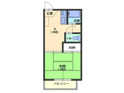 コーポ松浦B(1K/2階)の間取り写真