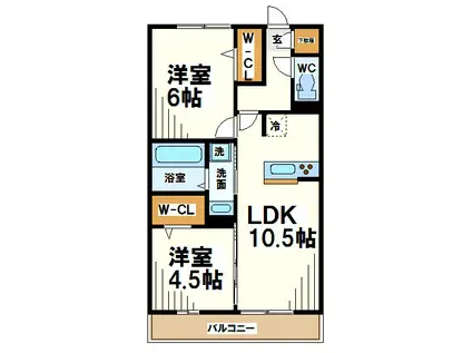 セレニティーステージ(2LDK/3階)の間取り写真