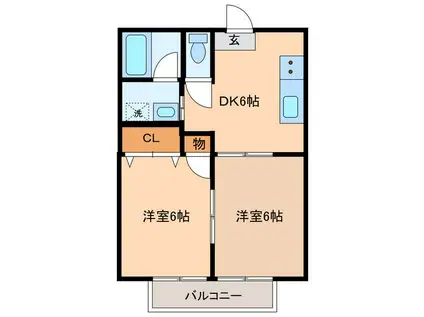 メゾンYOSHIDA(2DK/2階)の間取り写真