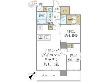 ステラコート川崎 201(2LDK/9階)の間取り写真