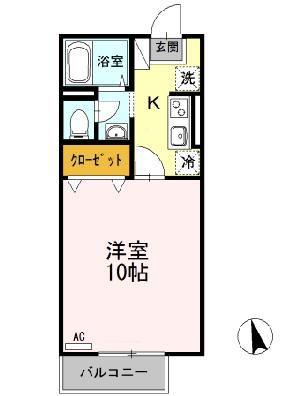 モーニンググローリー(1K/1階)の間取り写真