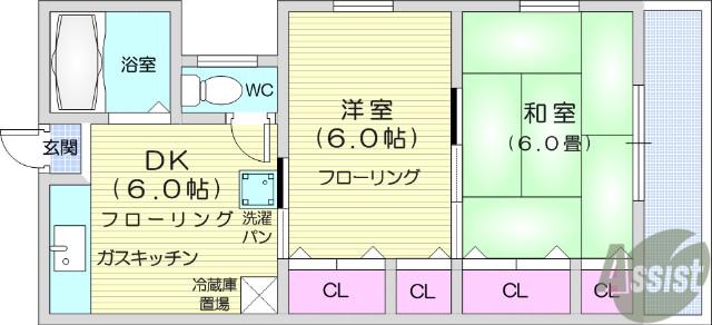 コーポポエム(2DK/2階)の間取り写真