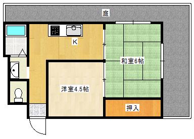 長楽園第二マンション(2DK/1階)の間取り写真