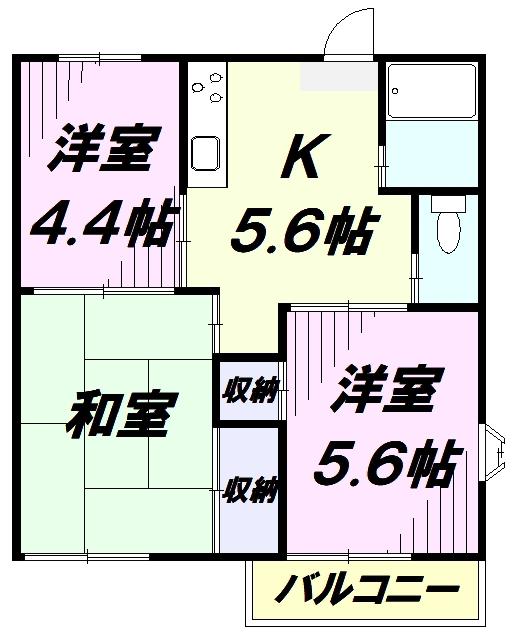 サニーライフI(3K/2階)の間取り写真