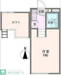 ジュネパレス門井II B棟(ワンルーム/2階)の間取り写真