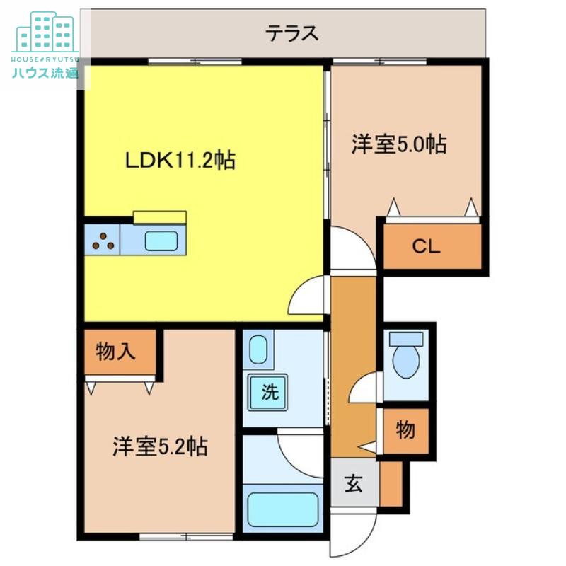 PORTE BONHEUR(2LDK/1階)の間取り写真