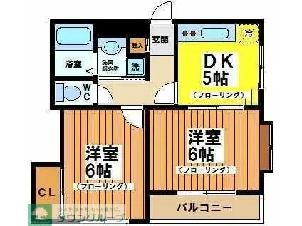 ユニオンメッツ桜上水(2DK/1階)の間取り写真