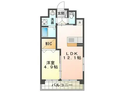 ブルースカイマンションX(1LDK/5階)の間取り写真
