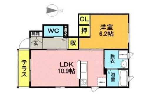 かぐや姫パーク A棟(1LDK/2階)の間取り写真