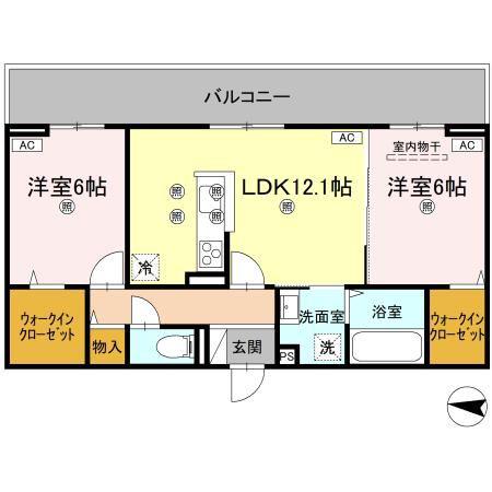 グラシア春日(2LDK/2階)の間取り写真