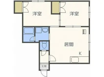 クリスタルヒルズ清田(2DK/4階)の間取り写真