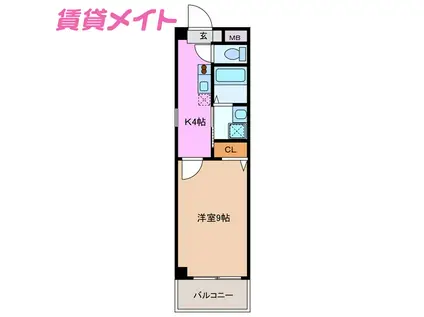 四日市あすなろう鉄道 西日野駅 徒歩14分 3階建 築19年(1DK/3階)の間取り写真