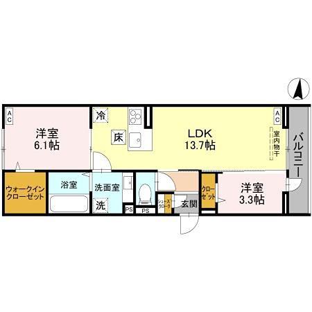 グラン南越谷(2LDK/1階)の間取り写真