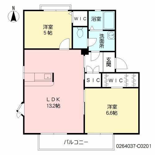 フレグランスイーストC(2LDK/2階)の間取り写真