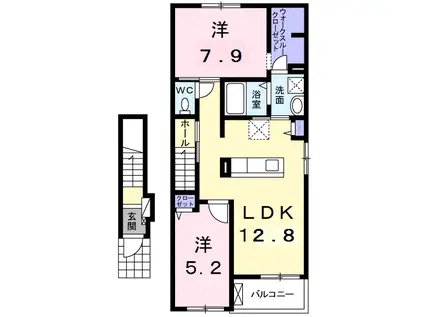 ミドルA(2LDK/2階)の間取り写真