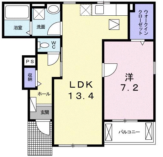 マーベラス・フラン(1LDK/1階)の間取り写真