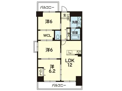 コンフォートパレスTHE YUUKI(3LDK/4階)の間取り写真