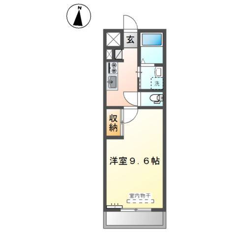 DEEDEE山の手(1K/2階)の間取り写真