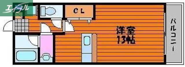 ヴィクトワール南方(1K/1階)の間取り写真