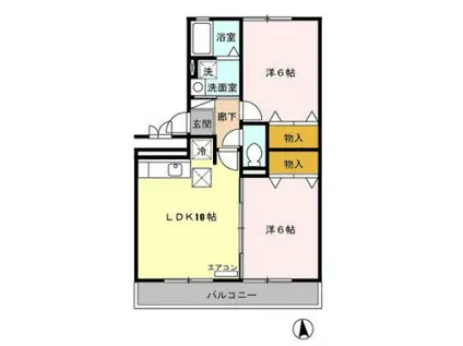 グランシャリオ(2LDK/2階)の間取り写真