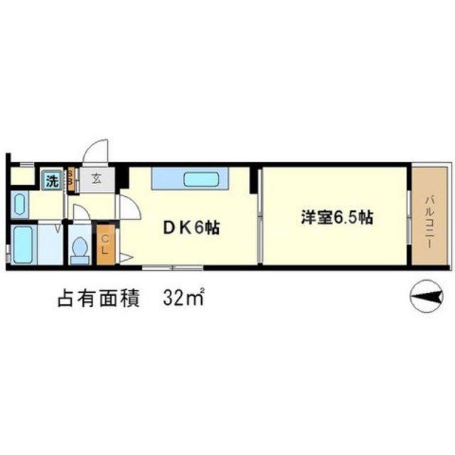 VIA鴨川東(1DK/1階)の間取り写真