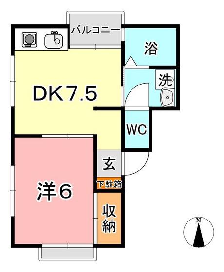 サネヒサギャラリーツボイ(1DK/2階)の間取り写真