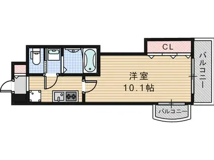 LUXE天王寺(1K/10階)の間取り写真