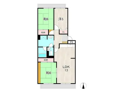 ベレガンス日立(3LDK/3階)の間取り写真