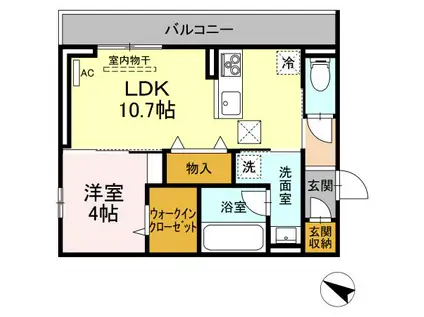 キャトル・セゾン(1LDK/1階)の間取り写真