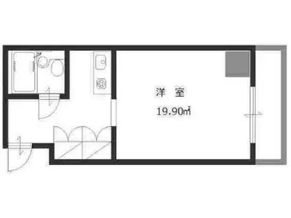 ベルデ北野(1K/1階)の間取り写真