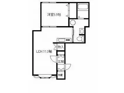 タウンズ6.1(1LDK/2階)の間取り写真
