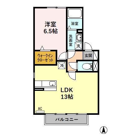 セジュールきよしA(1LDK/2階)の間取り写真
