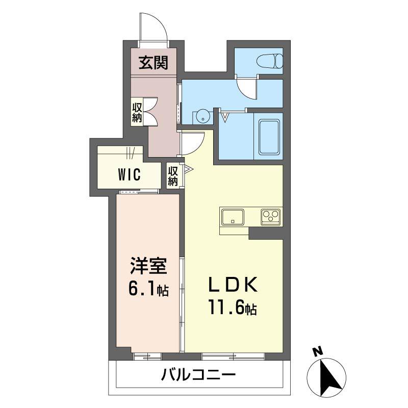クレードル(1LDK/1階)の間取り写真