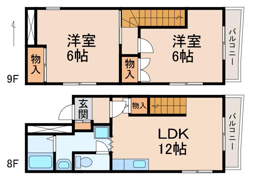 シティアーク北新(2LDK/8階)の間取り写真