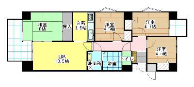 サンパーク足原(4LDK/3階)の間取り写真
