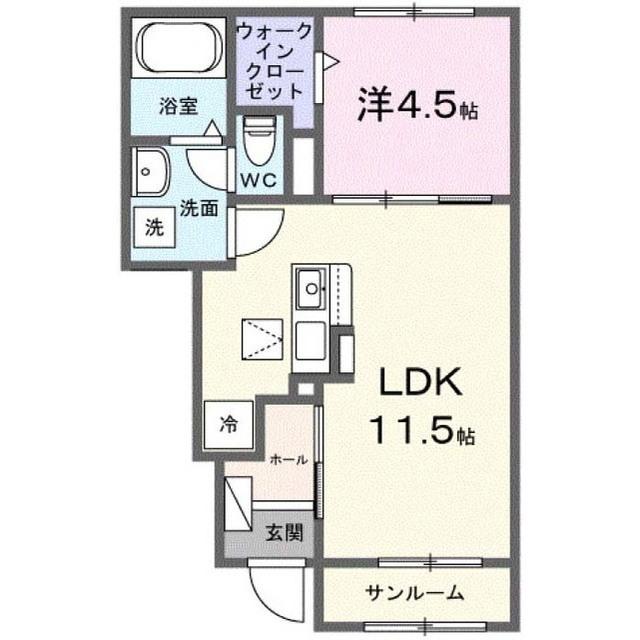 アットイーズ(1LDK/1階)の間取り写真