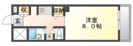 ピュアフィネス(1K/2階)の間取り写真