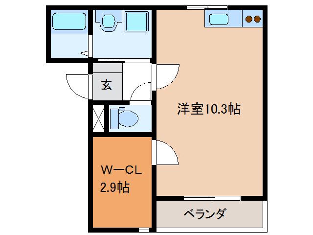 岐阜県岐阜市 2階建 築20年(ワンルーム/1階)の間取り写真